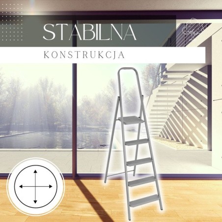 Zusammenklappbare Stahlleiter, 5 Sprossen, Höhe 167 cm, rutschfest, bis 150 kg, UNIVERSAL