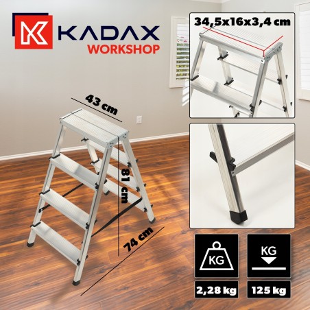 Kadax KADAX Aluminium-Doppeltreppe 2x4
