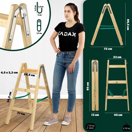 Kadax Holz-Ausziehleiter für Malerarbeiten 2x3