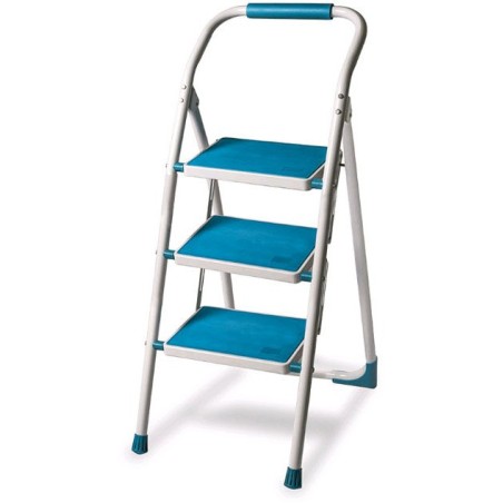 Zusammenklappbare Haushaltsleiter, 3-stufig, mit Ablage, bis 150 kg, universell einsetzbar