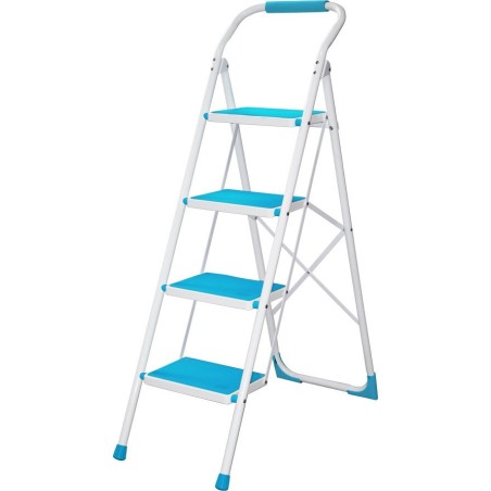 Zusammenklappbare Haushaltsleiter, 4-stufig, mit Ablage, bis 150 kg, universell einsetzbar