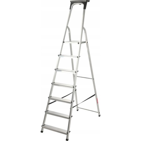 Kadax KADAX Aluminium-Haushaltsleiter mit 7 Sprossen + Haken