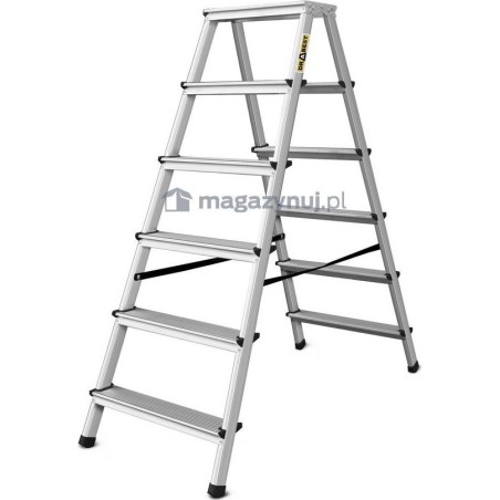 DRABEST Aluminiumleiter, beidseitig nutzbar, 6 Sprossen, Tragkraft: 125–150 kg (Tragkraft 125 kg)