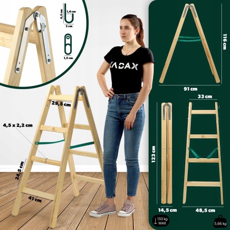 Kadax KADAX Holz-Klappleiter für Malerarbeiten 2x4