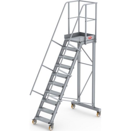 Lero Mobile Arbeitsbühne aus Aluminium (Höhe 245 cm, 10 Stufen, 4 Räder)
