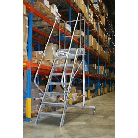 Lero Mobile Arbeitsbühne aus Aluminium (Höhe 245 cm, 12 Stufen, 2 Räder)