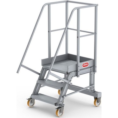 Lero Mobile Arbeitsbühne aus Aluminium (Höhe 74 cm, 3 Stufen, 4 Räder)