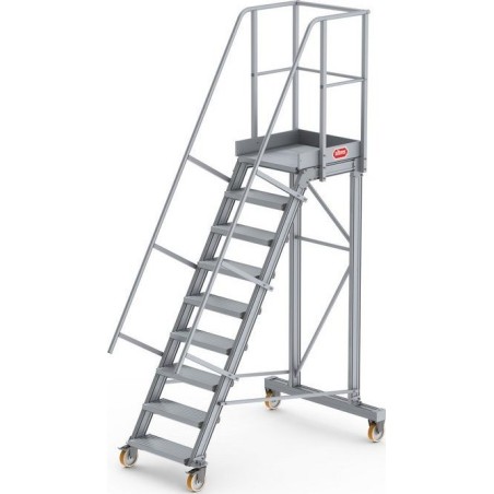 Lero Mobile Arbeitsbühne aus Aluminium (Höhe 221 cm, 9 Stufen, 4 Räder)