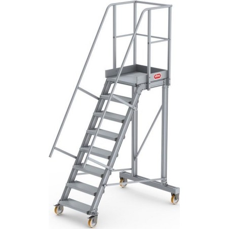 Lero Mobile Arbeitsbühne aus Aluminium (Höhe 196 cm, 8 Stufen, 4 Räder)