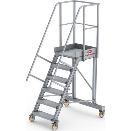 Lero Mobile Arbeitsbühne aus Aluminium (Höhe 147 cm, 6 Stufen, 4 Räder)