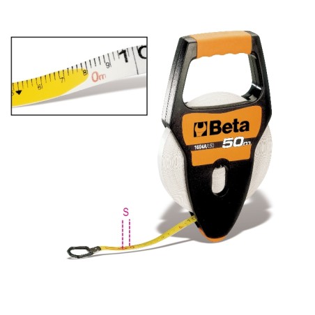 Beta Tools Rollbandmaß mit Griff, Glasfaserband 13 mm x 50 m (016940250)