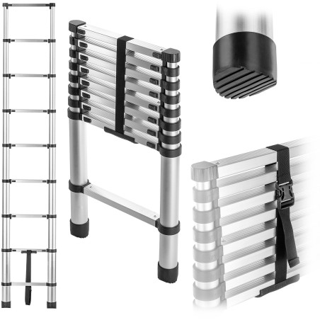 KADAX Aluminium-Teleskopleiter HOME 2,6 m, 9 Sprossen