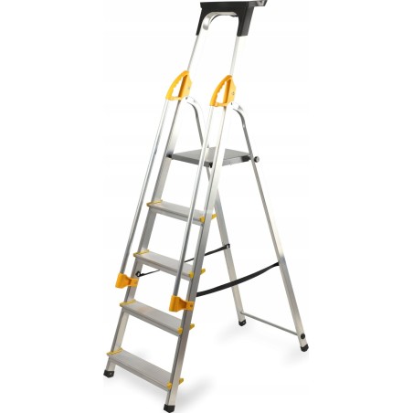 Kadax KADAX Haushaltsleiter mit 5 Sprossen und Handläufen, Tragkraft 150 kg