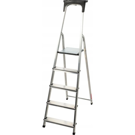 Kadax KADAX Aluminium-Haushaltsleiter mit 5 Sprossen + Haken