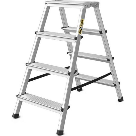 DRABEST Aluminiumleiter, beidseitig nutzbar, 4 Sprossen, Tragkraft: 125–150 kg (Tragkraft 125 kg)