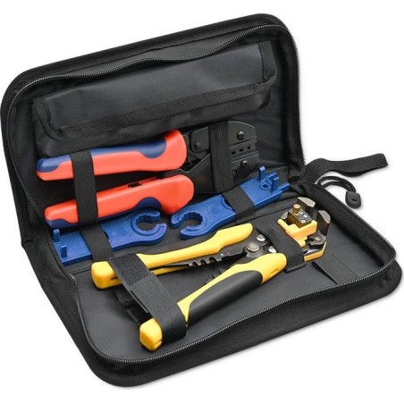 Qoltec Solar-Werkzeugset, kompatibel mit MC4-Steckverbindern | Crimpzange + automatischer Abisolierer