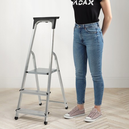 Kadax Einseitige freistehende Aluminiumleiter mit 3 Sprossen