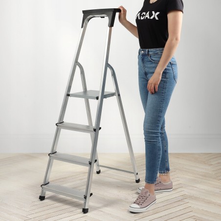 Kadax Einseitige freistehende Aluminiumleiter mit 4 Sprossen