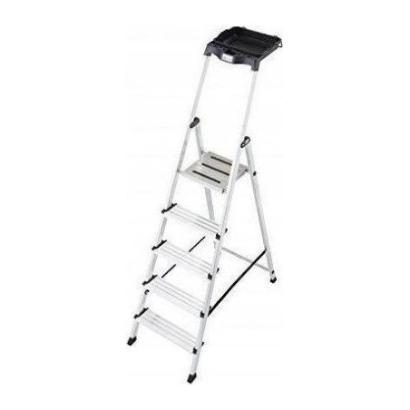 Krause Secury Einseitige freistehende Aluminiumleiter, 5 Sprossen (126535)