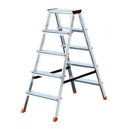 Krause Dopplo – freistehende, beidseitig nutzbare Aluminiumleiter mit 5 Sprossen (120410)