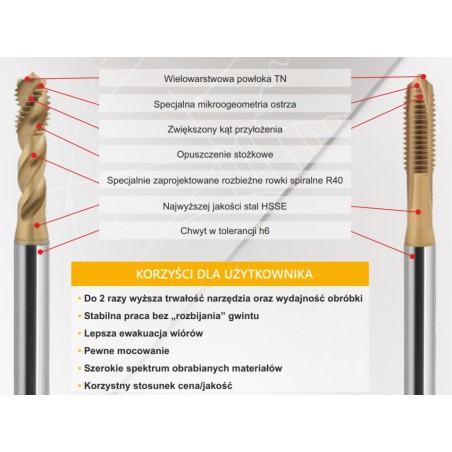 Fanar Handgewindebohrer DIN-376B HSSE TIN 800X M16 (D2-113X01-0160)