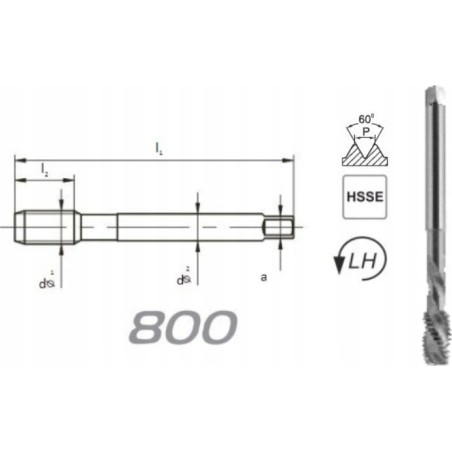Fanar Gewindebohrer M12 DIN-376C L40 LH (6H) HSSE 800