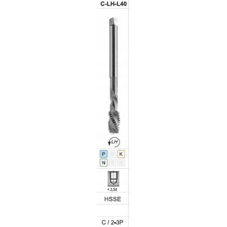 Fanar Gewindebohrer M12 DIN-376C L40 LH (6H) HSSE 800