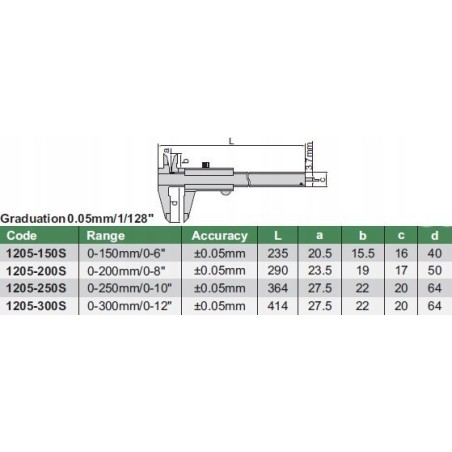Insize Messschieber 300 mm, 0,05 mm, 12 mm