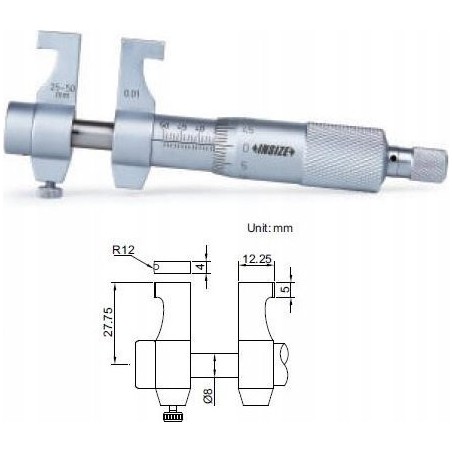 Insize Mikrometer 50–75, Innenmessung, flache Enden – 3220-75