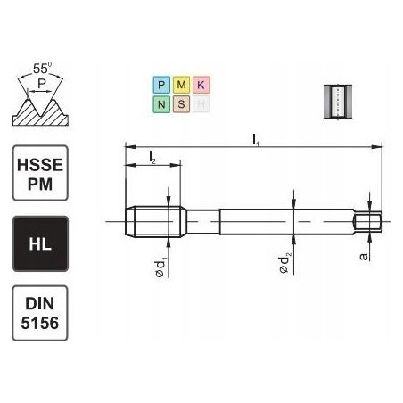 Fanar Gewindebohrer G 1/8" DIN-5156B HSSE-PM HL MASTERTAP