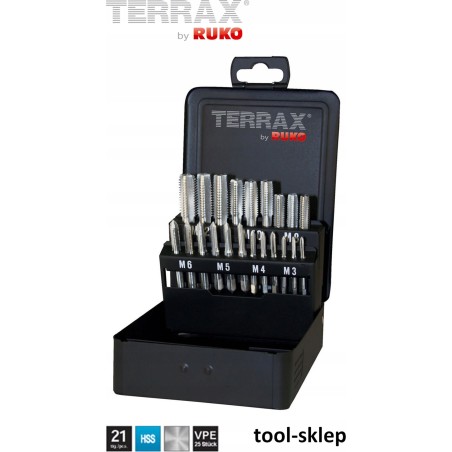 Sortiment manueller Gewindebohrer RUKO M3–M12 Terrax HSS