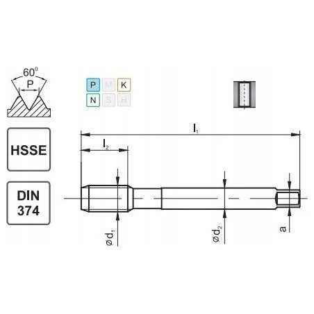 Fanar Gewindebohrer M24x1,5 DIN-374B (6H) HSSE 800