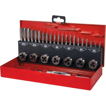 Lieferumfang: Satz Gewindebohrer und Gewindeschneider RUKO HSS, 31-teilig