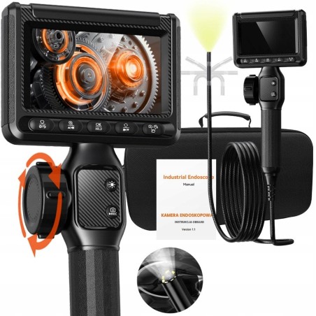 ENDOSKOP INSPEKTIONSKAMERA MIT BEWEGLICHEM KOPF, 6 mm, 2 m KABEL, 2000 mAh, HD-BILDSCHIRM