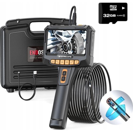 Inspektionskamera mit Endoskop und um 360° drehbarem Kopf, 5 FHD, IP, 9 LEDs, 8,5 mm, 5 m