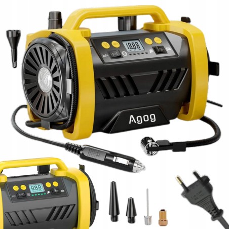 AUTOKOMPRESSOR 12 V, 230 V, TRAGBARE PUMPE, KOMPRESSOR, LUFTGEBLÄSE, LED, HQ