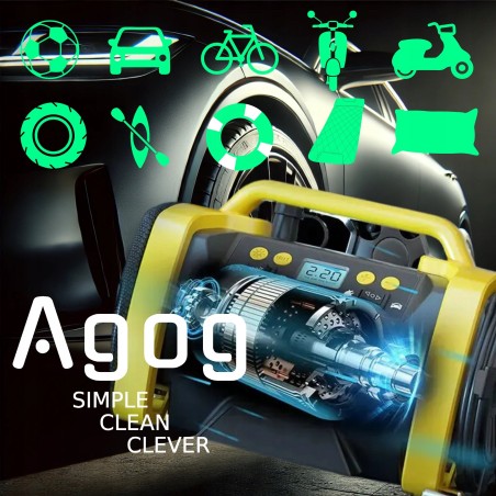 AUTOKOMPRESSOR 12 V, 230 V, TRAGBARE PUMPE, KOMPRESSOR, LUFTGEBLÄSE, LED, HQ