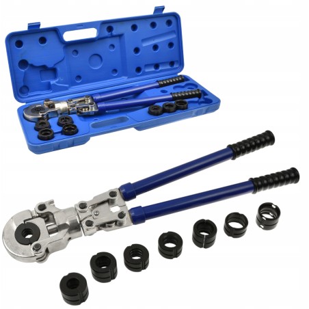 Hydraulische Presszange zum Verpressen von PEX-AL-PEX-Fittings + 8 Matrizen (4)