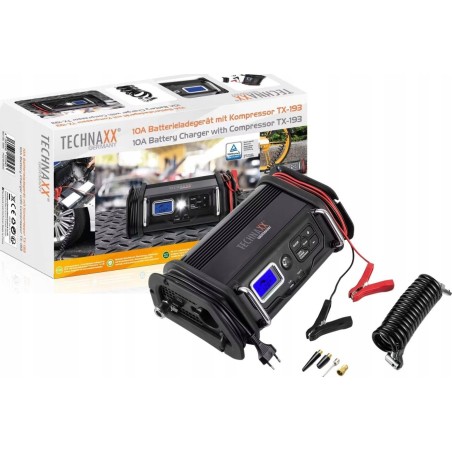 Technaxx Autokompressor – 10-A-Batterieladegerät 230 V mit Kompressor