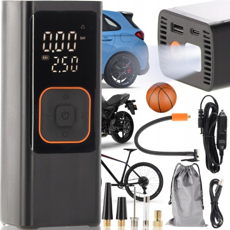 Tragbare Akku-Luftpumpe / 12 V für Auto / Fahrrad AIR4601 CHOMIK