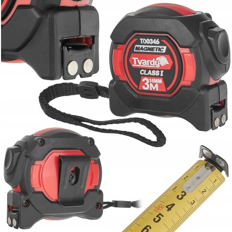 Doppelseitiges Nylon-Rollmaßband mit Magnet und automatischer Rücklaufsperre, 5 m/25 mm, KLASSE I – Display-Karton (6/60)