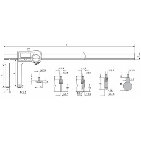 Digitaler Messschieber 300 mm (12") IP65 3V/DATA, Backenbreite 75 mm, einseitig MAHRCAL 18EWR