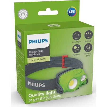 HEADLight-Stirnlampe für die Werkstatt, Xperion, COB-LED-Lichtquelle, Lichtstrom 100/200/300 lm, Leistung: 2+3 W, Akkukapazität