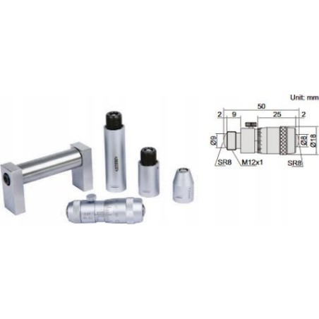 Insize 2-Punkt-Mikrometer-Innenmessgerät, 50–500 mm, Set