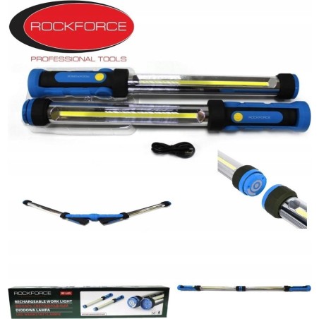 Rockforce LED-COB-Werkstattlampe, wiederaufladbare Taschenlampe, 12 V