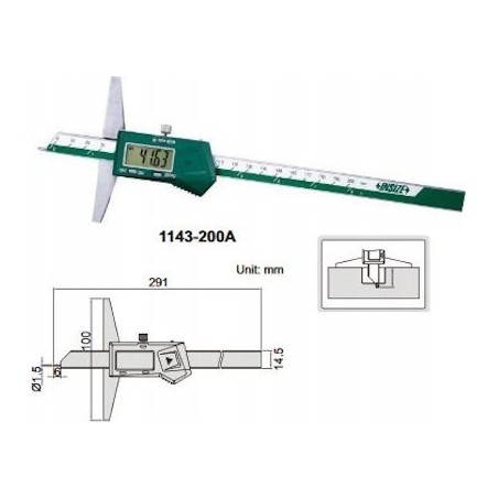 Insize TIEFENMESSER. DIGITAL. 200/100, SCHAFT FI1,5