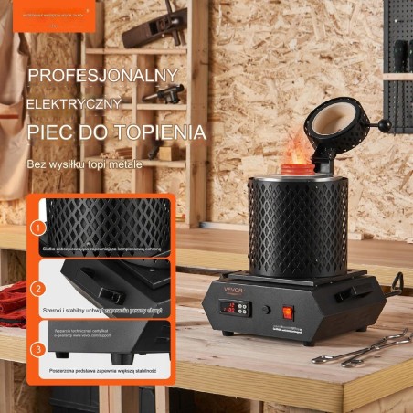 Vevor Schmelzofen für Gold und Edelmetalle, 1350 W, 3 oder 1 kg