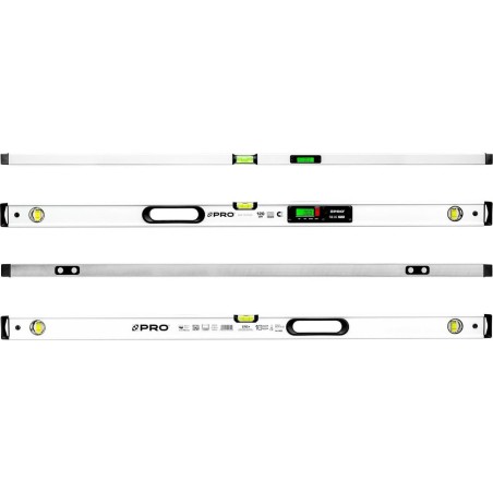 PRO-Wasserwaage PRO900 mit elektronischer Anzeige und Magneten, 120 cm