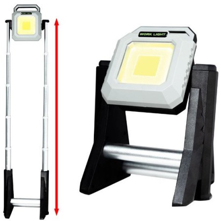 Teleskop-Scheinwerfer mit Powerbank, Akku-LED-Lampe, Halogenstrahler