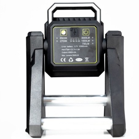 Teleskop-Scheinwerfer mit Powerbank, Akku-LED-Lampe, Halogenstrahler